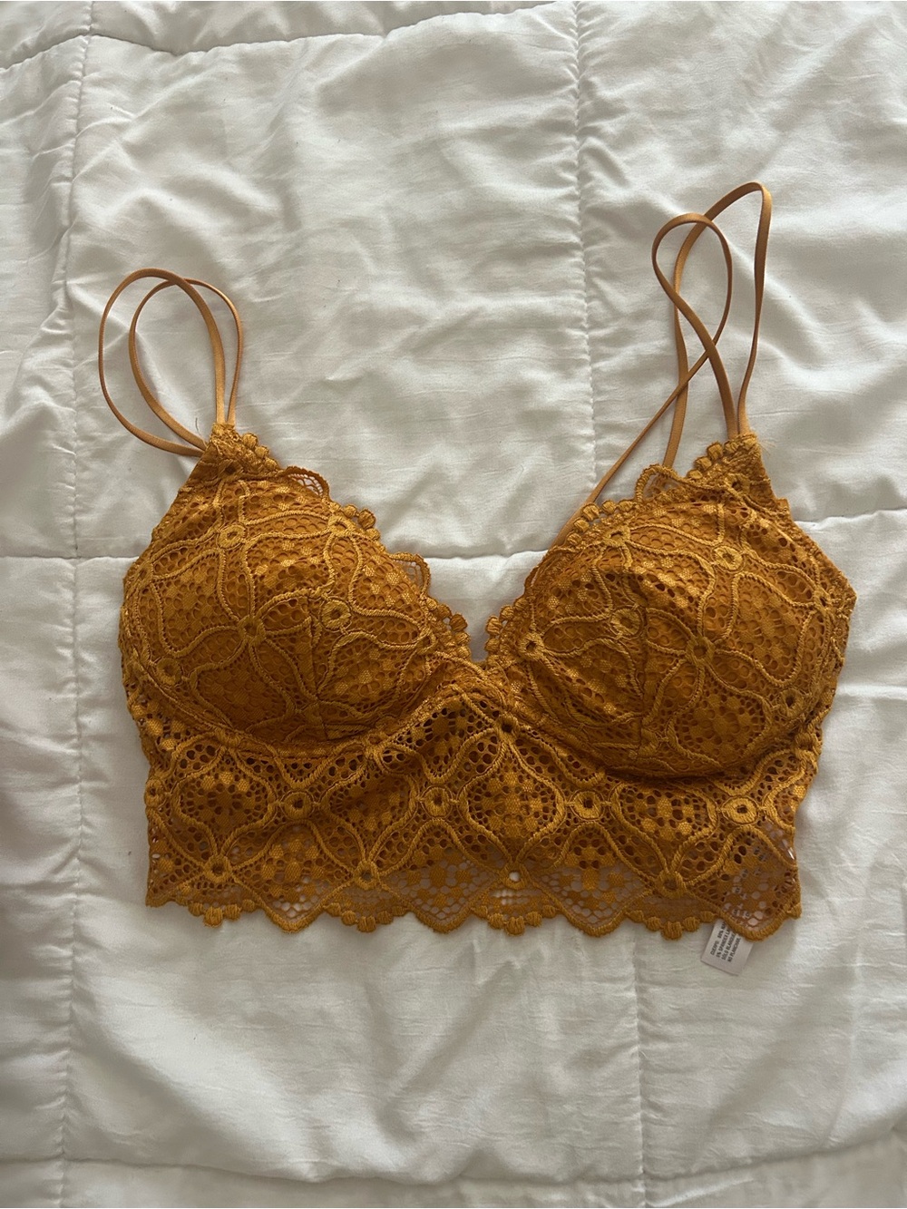 Mustard Lace Bralette with double straps